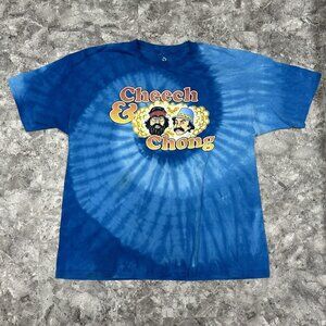 Cheech & Chong 2010 Sz XXL Comedy Duo Promo Blue Spiral Tie Dye Liquid Blue Tee